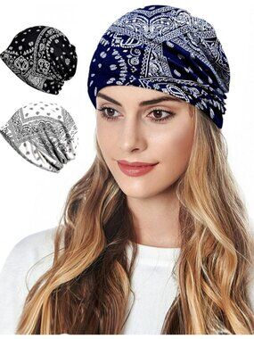 Women's Summer Beanie Hat Boho Hats Adult Dwarf Hats Pack of 4 Skull Caps B-1401